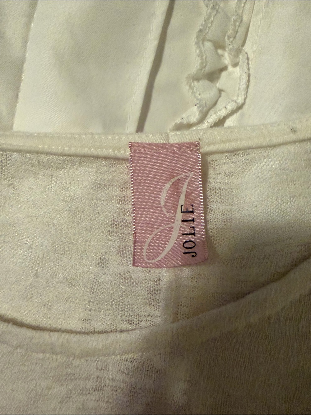 Jolie White Semi-Sheer Long Sleeve Scoop Neck Top - Picture 2 of 2